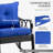 Outsunny Outdoor Wicker Rocking Chair With Padded Cushions, Aluminum Furniture Rattan Porch Rocker Chair W/ Armrest For Garden, Patio, And Backyard, Blue-675105039