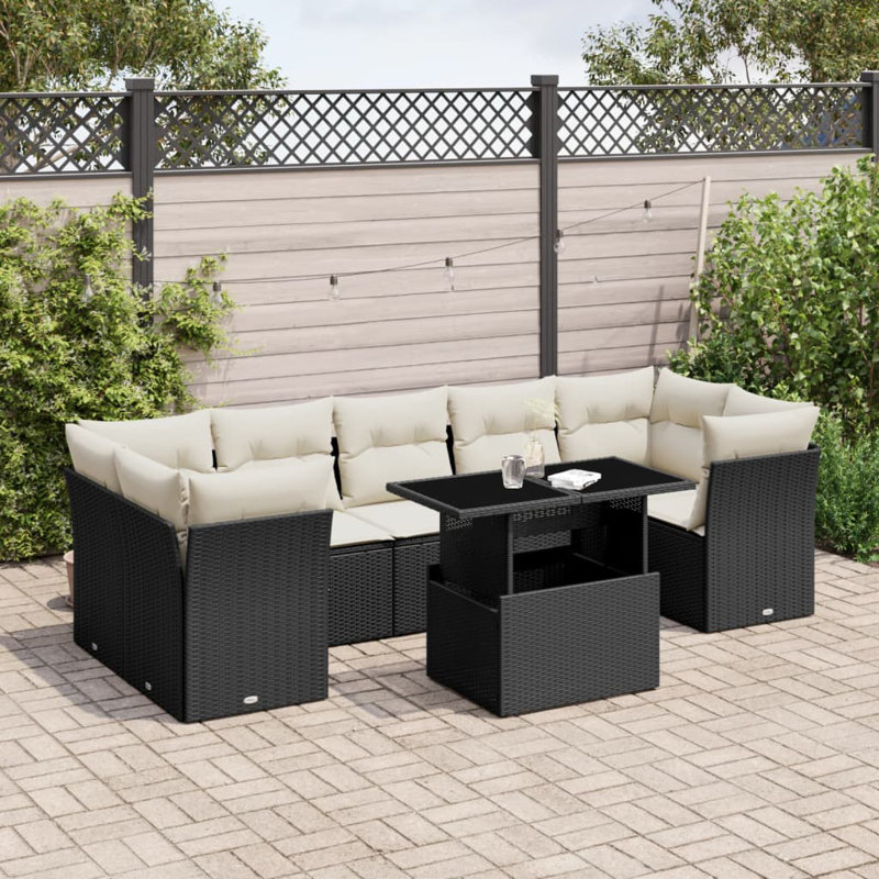 Vidaxl Garden Sofa Set Black, Cream White
