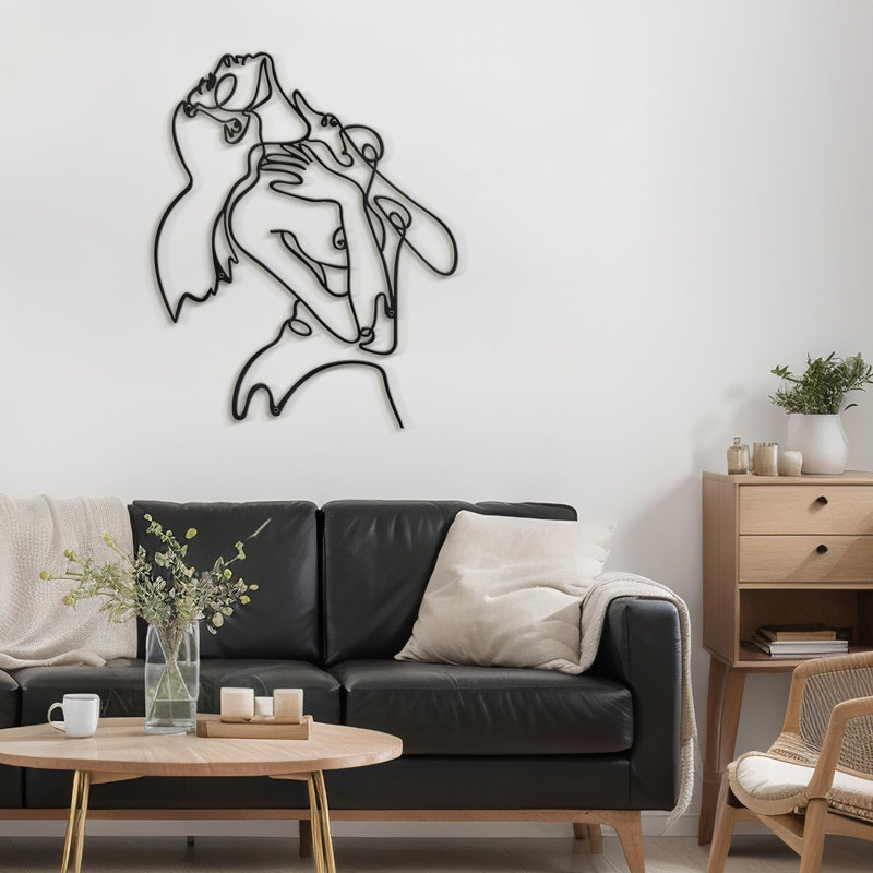 Décoration murale abstraite en forme de corps de femme, H 30 po x l 25,64 po x P 0,05 po, Noir