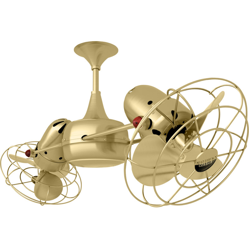 36" Duplo-Dinamico 6 Blade Ceiling Fan, Brushed Brass, 36" Wide
