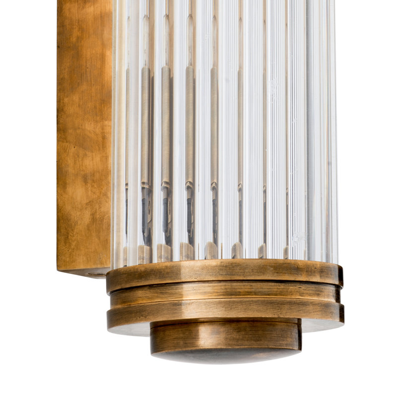 Gascogne Flush Mounted Sconce, Vintage Brass/Clear, 2 Lights