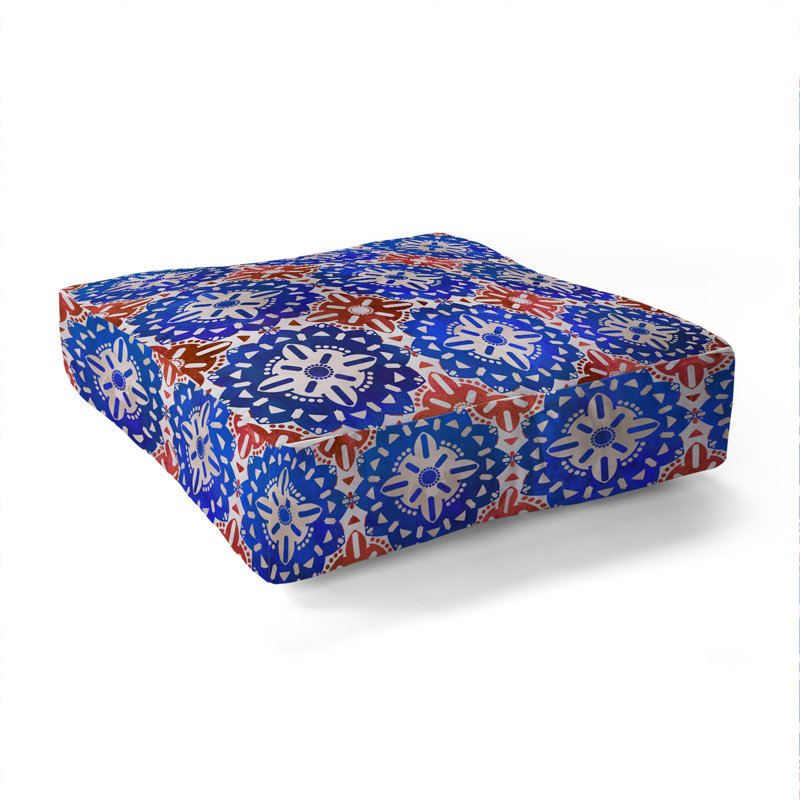  Coussin Boho, Bleu / Rouge