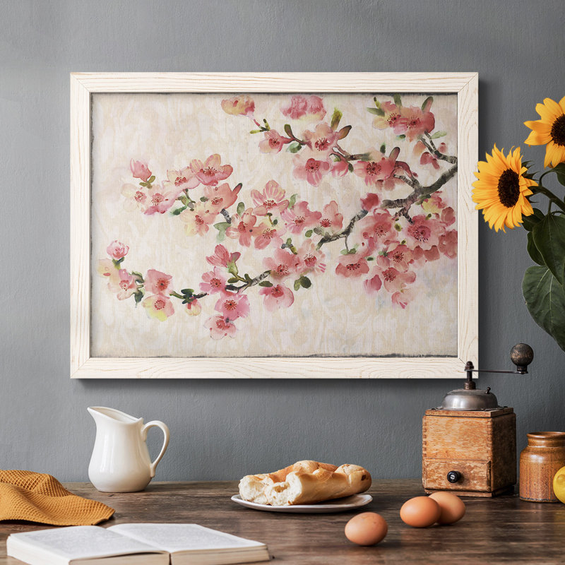 «Cherry Blossom Composition I», peinture sur toile encadrée, Blanc, H 14 po x l 20 po x P 1,5 po