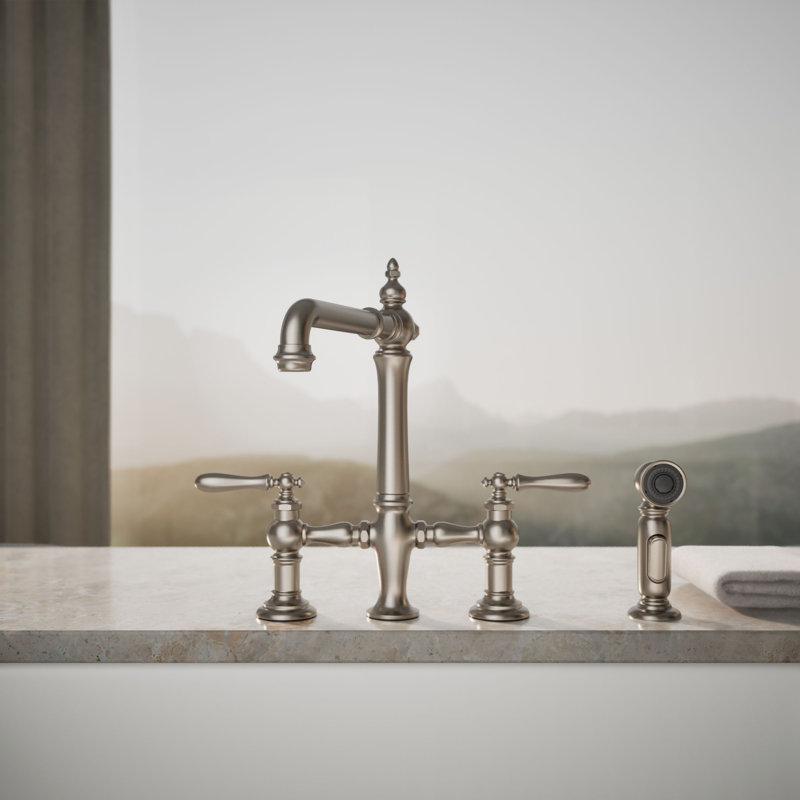Artifacts® Bridge Faucet, Vibrant Stainless, Lever Handle