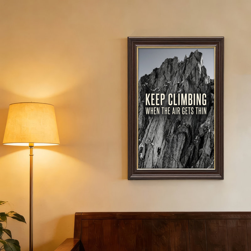 Art mural antique sur toile encadré doré pour le salon, la chambre à coucher, le bureau ou le vestibule - décoration murale décorative avec sommet de montagne