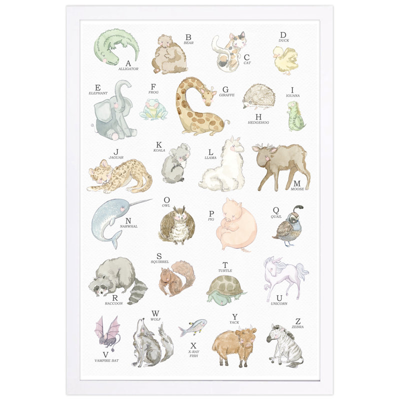 « baby alphabet », impression encadrée, H 13 po x l 19 po x P 0,75 po, Cadre blanc