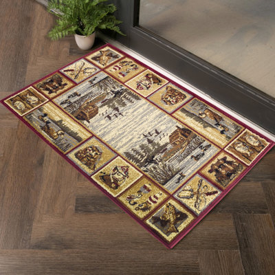 Red 7 Ft. 10 In. X 3 Area Rug, Nature's Nest Gccbl3003, Polypropylene, Stain , For Utility Room Lodge Rug Color, Made Of Suitable Home