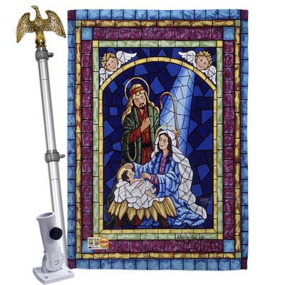 Roupen Stained Glass Nativity 2-Sided Polyester 40 x 28 in. Flag set -  The Holiday Aisle®, F565904D1C12479B93B41B5467668FF1