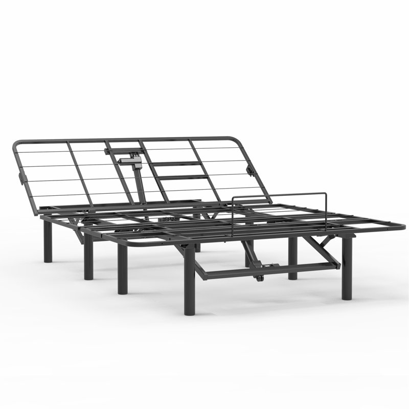 Grand lit réglable, base silencieuse motorisée, inclinaison de la tête et du pied, deux ports, télécommande, capacité de poids de 750 lb, mouvement motorisé, inclinaison,