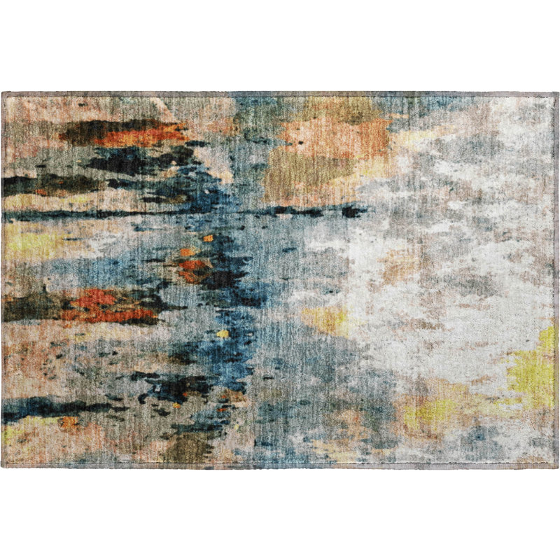 Premium Machine Washable Mayfield Abstract Rug, 1'8" x 2'6", Ivory