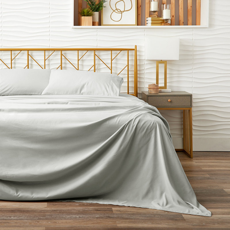 Twin XL Silver Organic Cotton Bamboo Microfiber Sheet Set