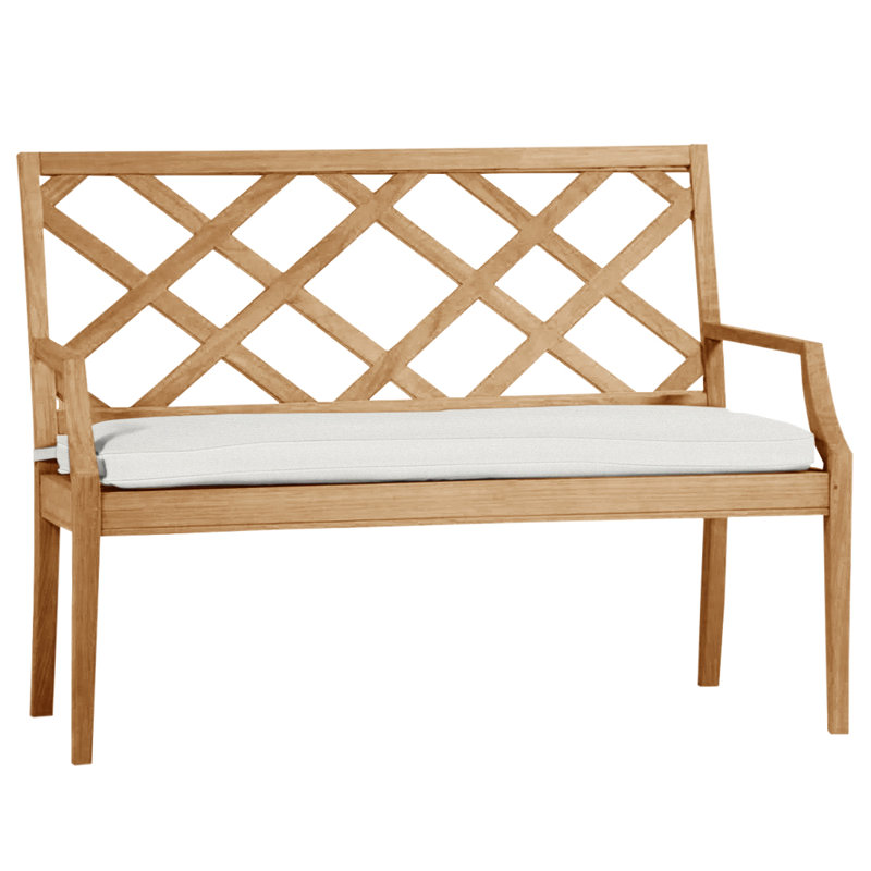 Haley Teak Garden Bench, Natural Teak, No Welt, Tweed Toffee
