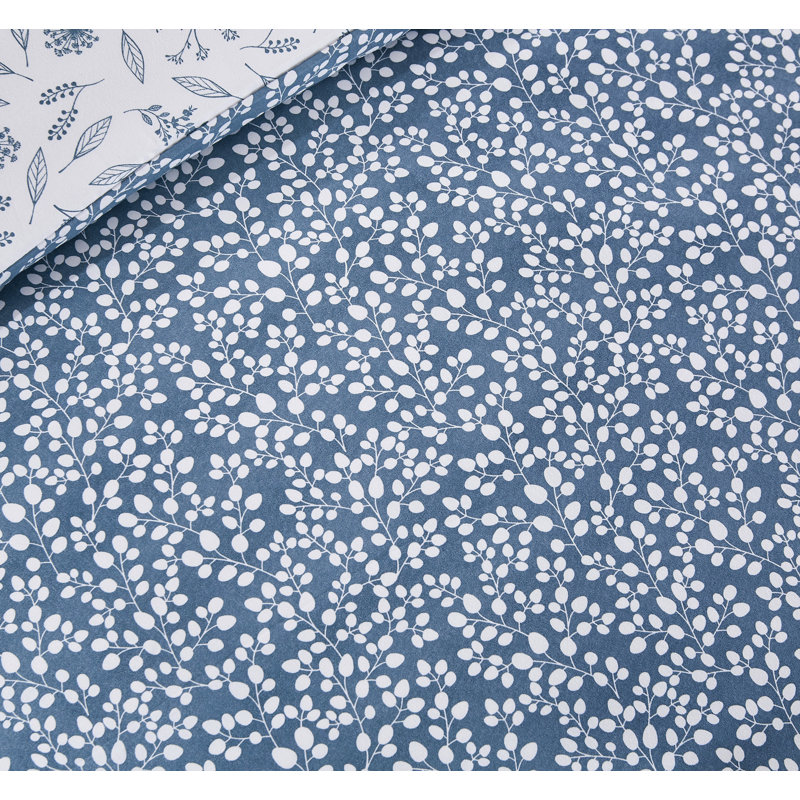 Ensemble de housse de couette réversible en microfibre 3 pièces Derl, Bleu, Housse de couette grand + 2 taies décoratives