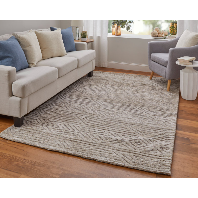 Tapis géométrique beige Everly, Rectangle 3 pi 6 po x 5 pi 6 po