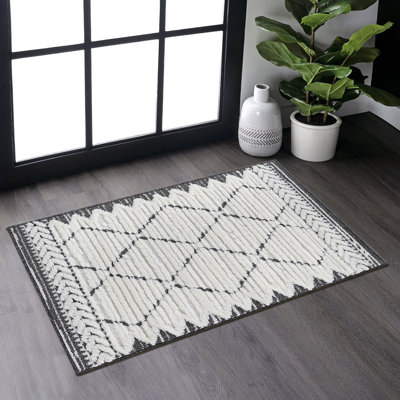 Tapis d'intérieur à treillis haut / bas Collection, moderne, contemporain, géométrique, bohémien, chambre à coucher, cuisine, salon, paillasson, tapis sans perte de poils