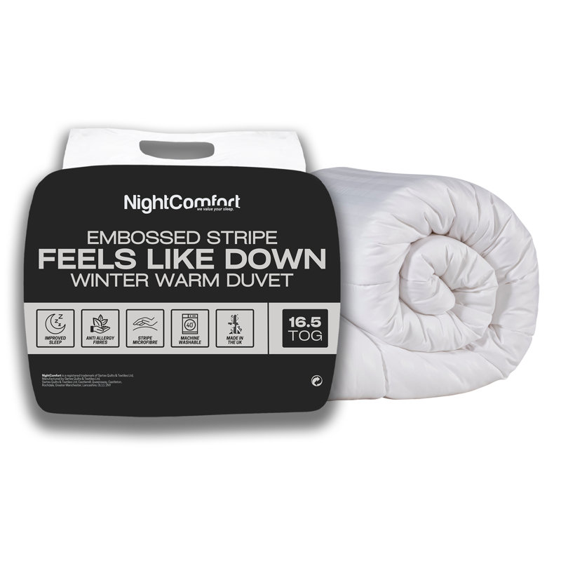 Night Comfort Embossed Stripe Extreme Winter 16.5 Tog Duvet, Kingsize
