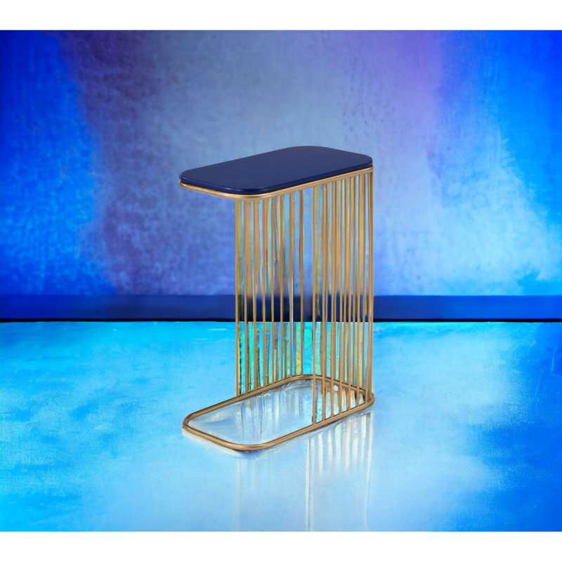 Table d'appoint bleue et dorée avec utilitaire de présentation exceptionnel à des fins extraordinaires