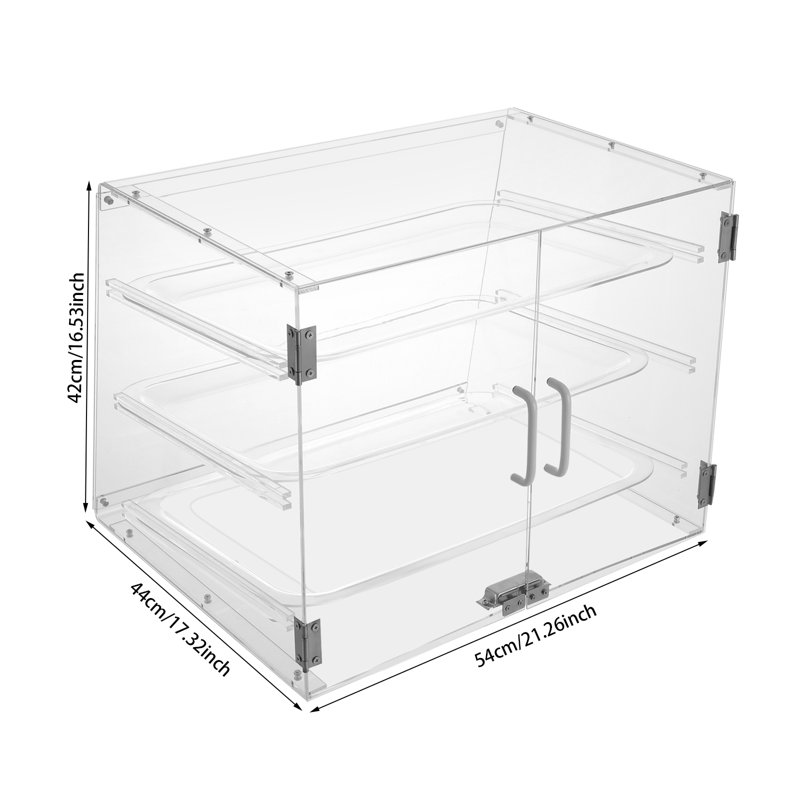3 Tiers Clear Acrylic Bakery Pastry Display Canbinet
