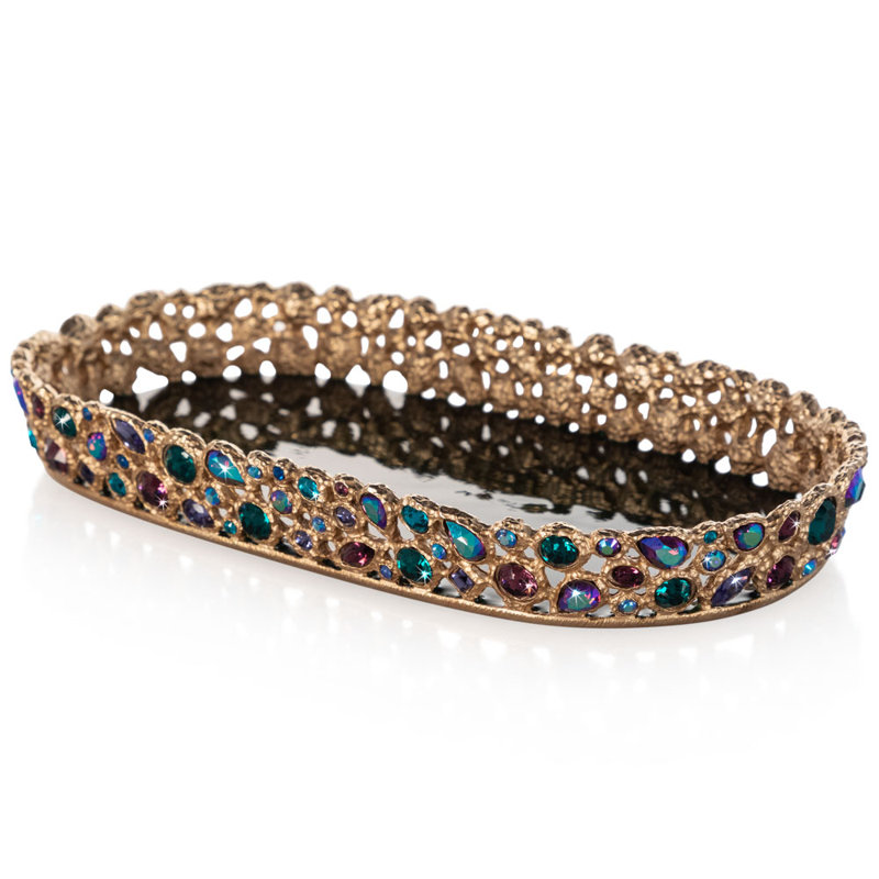Bejeweled Collection Decorative Tray, Peacock