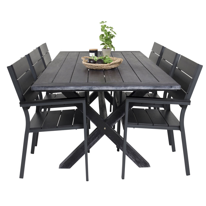 Dhairya 6 - Person Acacia Patio Dining Set with Rectangular Table