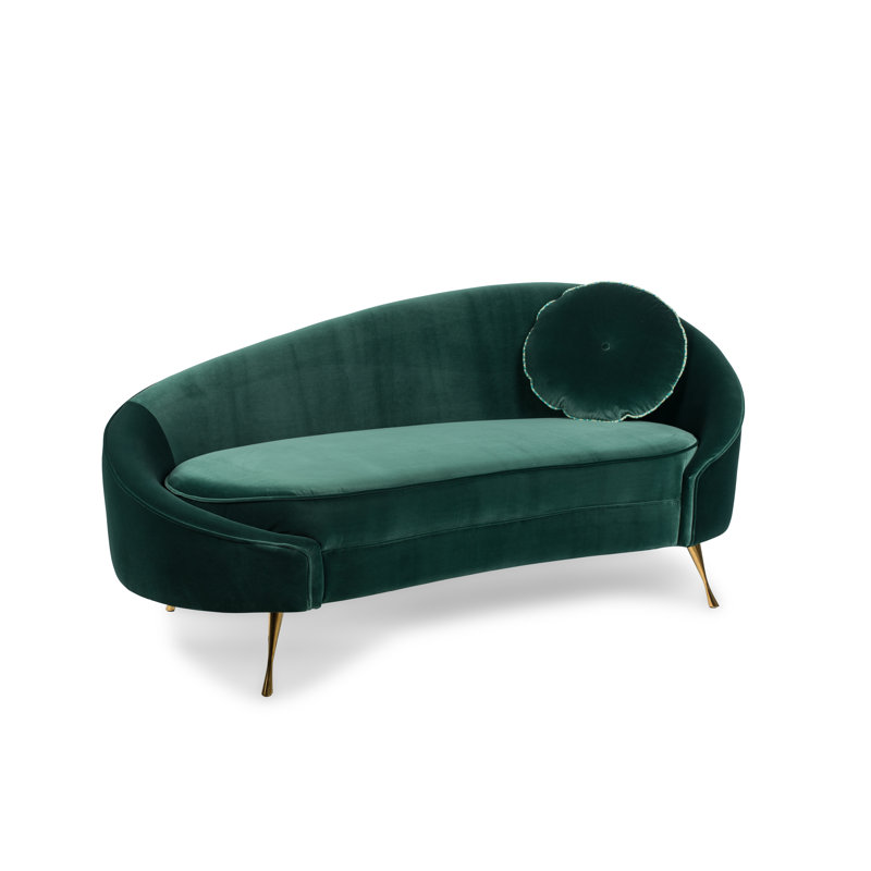 Velvet Loveseat, Green Polyester