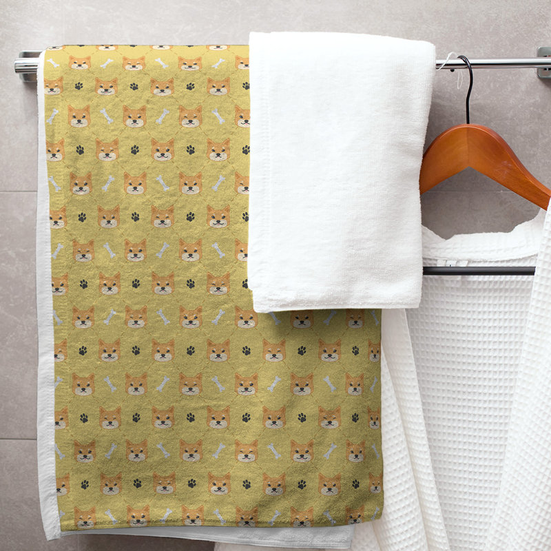 Serviette de bain Shiba Inu, Jaune