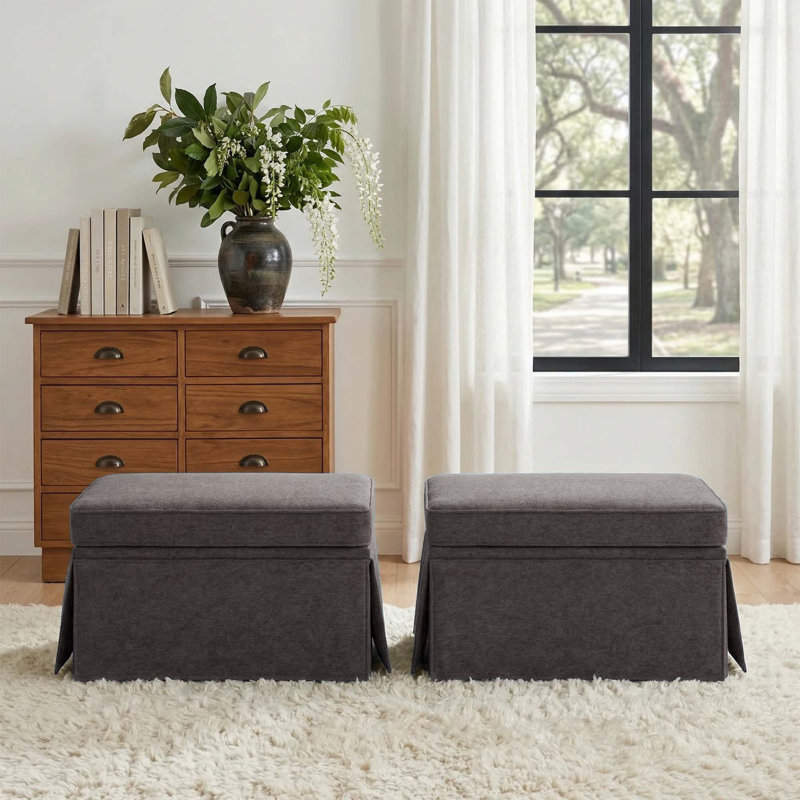 Repose-pieds avec rangement, Chenille brun clair