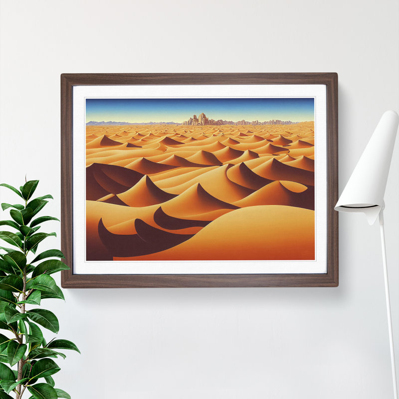 Desert Sand Dunes Vol.3 - Single Picture Frame Print, 34cm H x 46cm W, Walnut