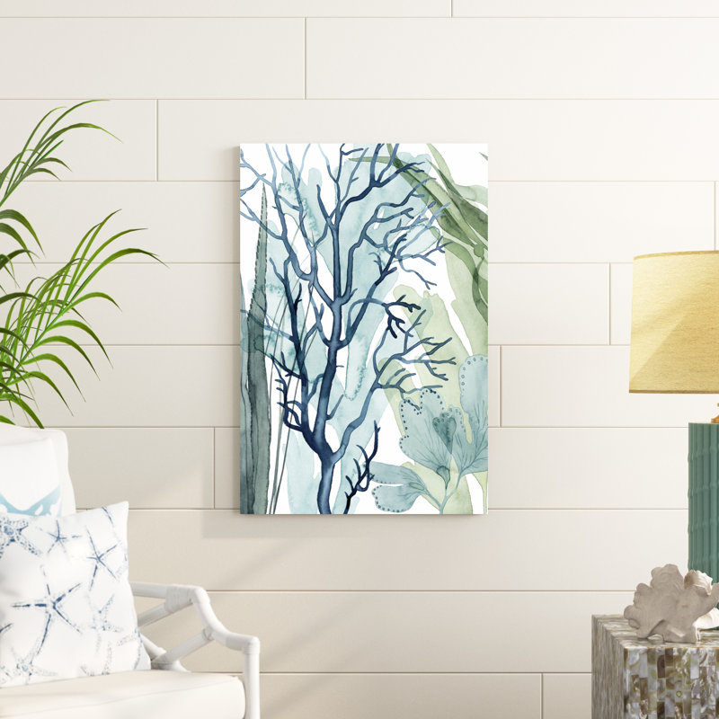 «Sea Leaves I» par Grace Popp - peinture sur toile tendue, H 36 po x l 24 po