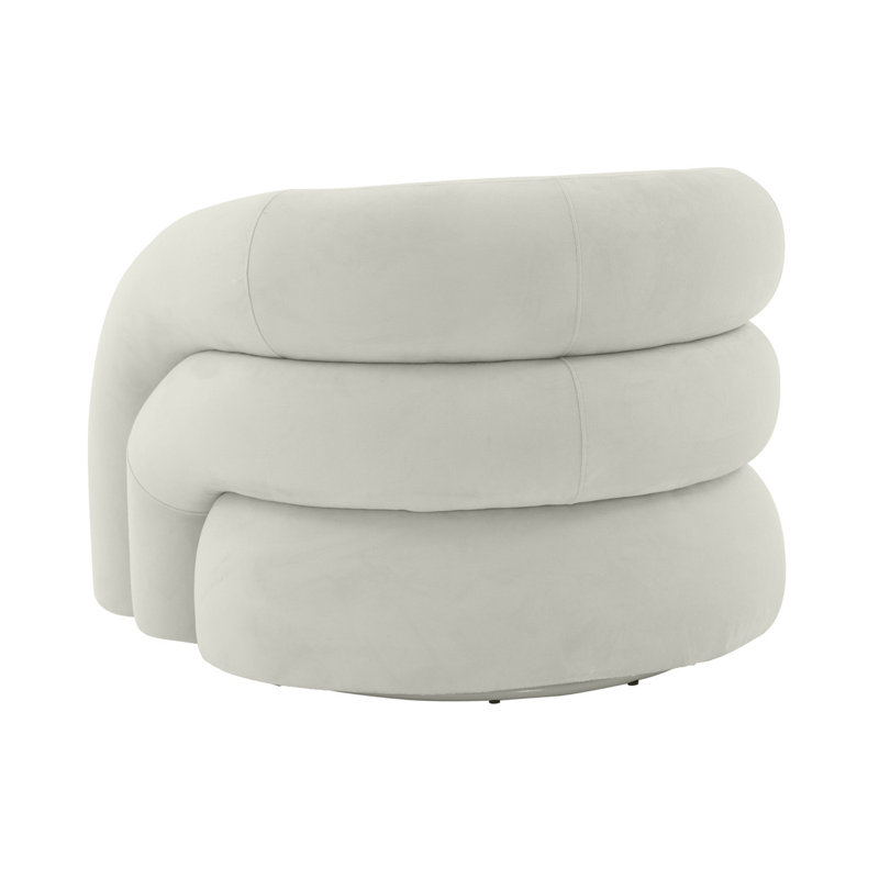 Light Grey Velvet Swivel Slipper Chair with Wood Base