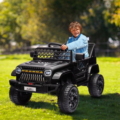 12V Kids Ride On Truck Electric Car Toy for Toddlers with 2.4G Remote Control, Spring Suspension, Battery Display, LED Lights, Music, Battery Powered