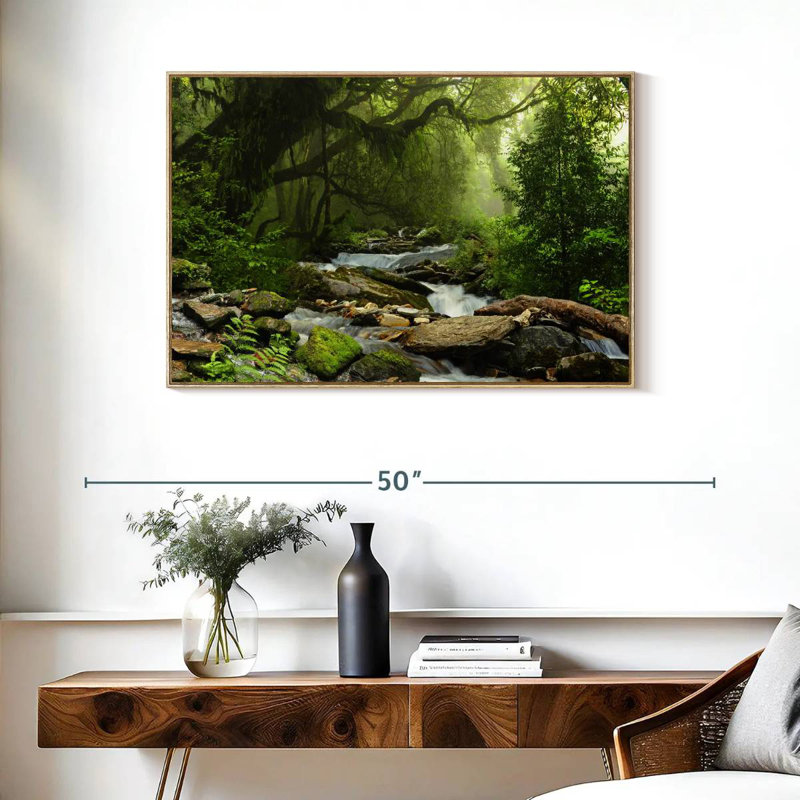 Nepal Rainforest, Floating Frame Natural Wood, 37" X 25"