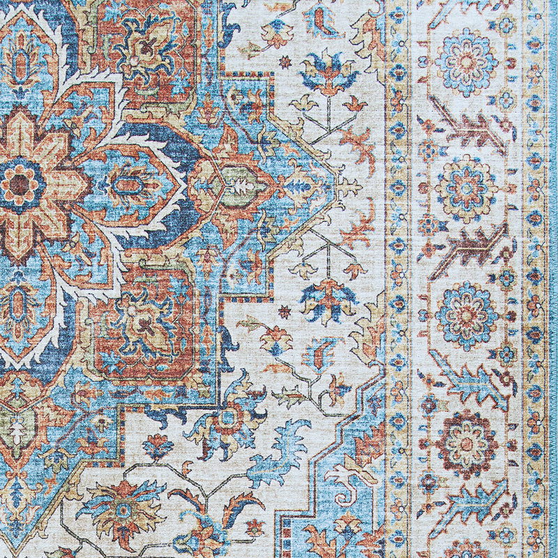 Tapis bleu marine antidérapant Hallsville, Rectangle 5 pi x 8 pi
