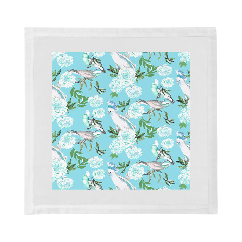 Peony Inspira Hemstitch 22" Linen/Cotton Napkin, Azure