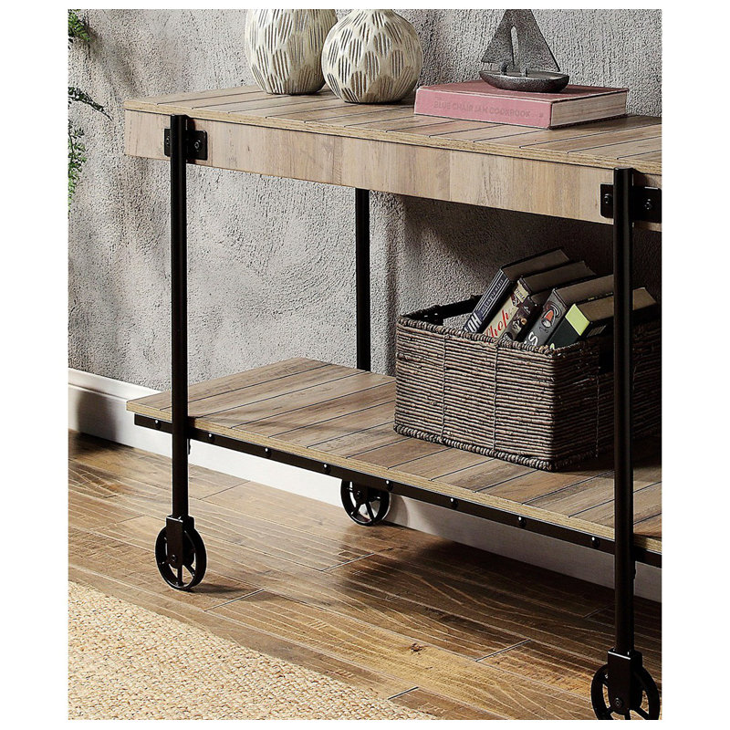 Industrial Style Sofa Table, Console Table With Open Bottom Shelf