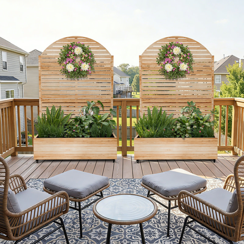 Metal Planter Wall with Trellis with Wheels,Arched Louver Raised Garden Bed with Drainage, Perfect for Climbing Plants, Vegetables and Flowers Outdoor&Indoor– Designed for Gardening Enthusiasts