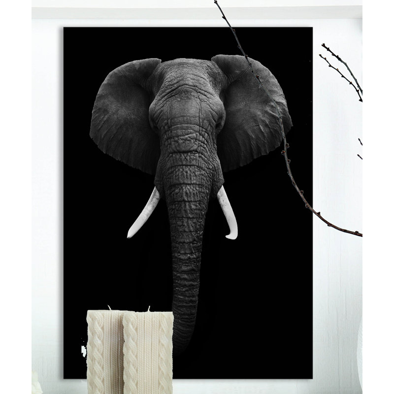 «Portrait d'un éléphant d'Afrique en noir et blanc, photographie d'art mural éléphant, H 20 po x l 12 po x P 1po