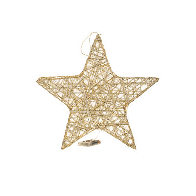 Glossy Gold Metal Star Warm White LED Accent Pack of 2