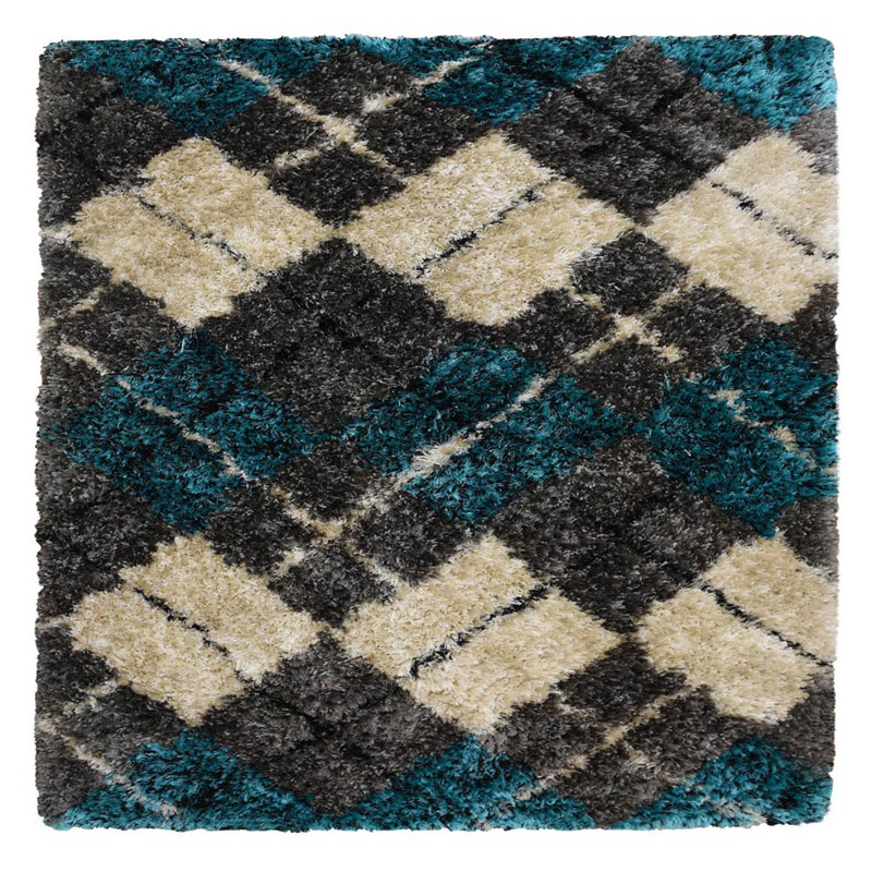 Arshida Hand Tufted Shag Polyester Eco-Friendly Area Rugs - Square,Multicolor, Geometric Modern Design, High Pile Thick Handmade Anti Skid Area Rugs for Living Room, Bed Room