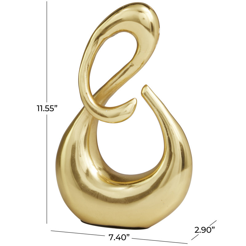 Layleen Abstract Sculpture, H 11,55 po x l 7,4 po x P 2,9 po, Or