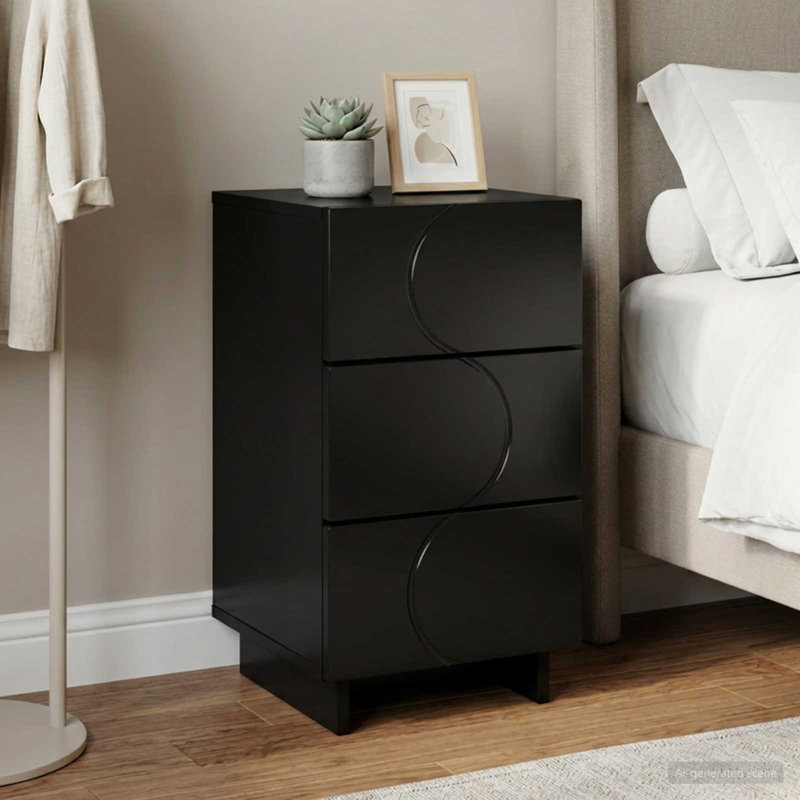 33.5 cm W Bedside Table, Black
