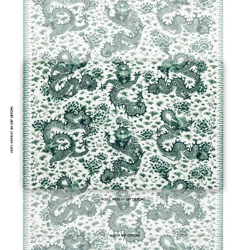 Schumacher x Mary McDonald Empress Dragon Fabric, Emerald
