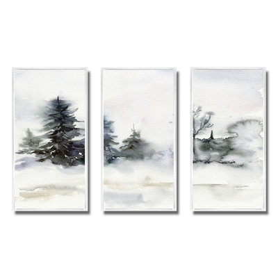 " Christmas Minimalistic Forest Landscape And Snow " 3 - Pieces