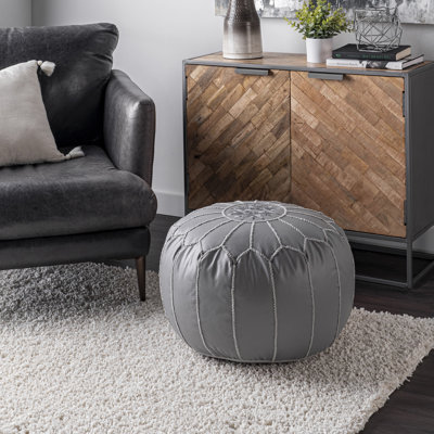 Pouf rond en similicuir de 20 po de largeur