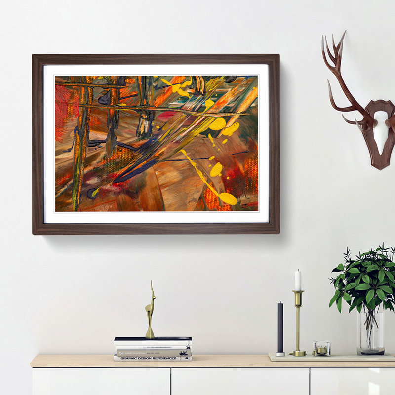 Abstract Art Painting Vol.242 by S.Johnson - Framed Print, 27cm H x 36cm W x 2cm D, Walnut Framed