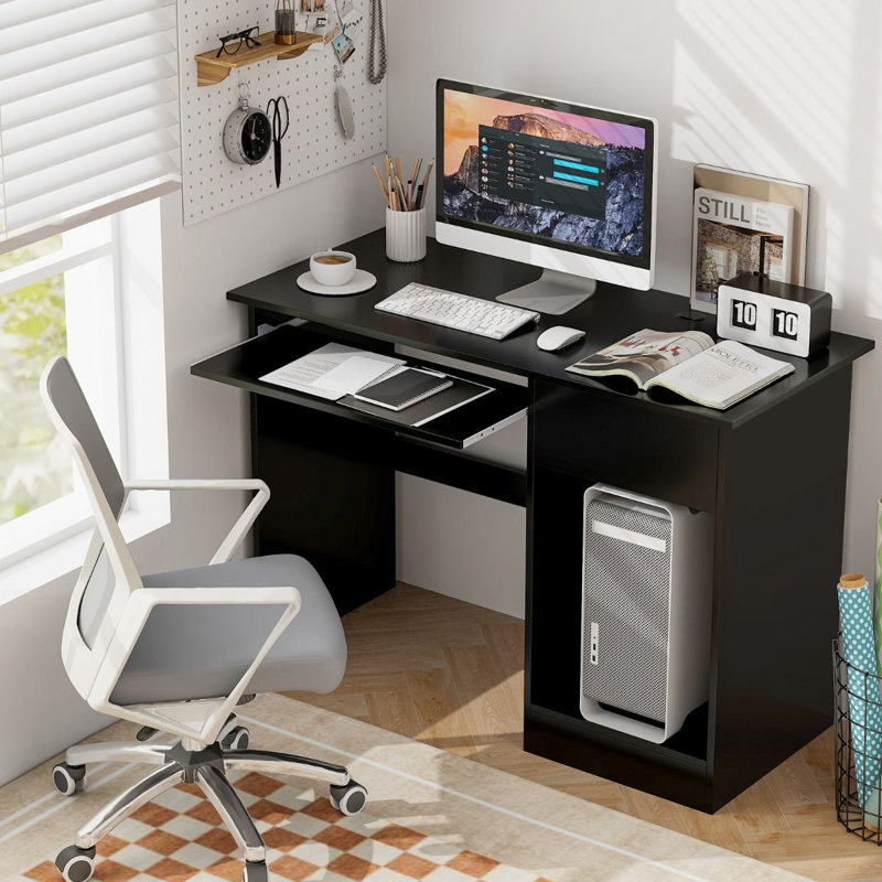 108Cm W Rectangular Computer Desk, Black