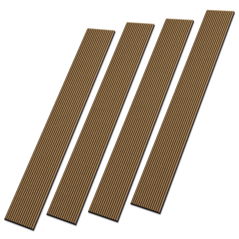 4PC x 106" x 12.6" 3D Acoustic/Sound proof Wood Slat Wall Panels (Set of 4/37.1 sq. ft.), Classic Oak