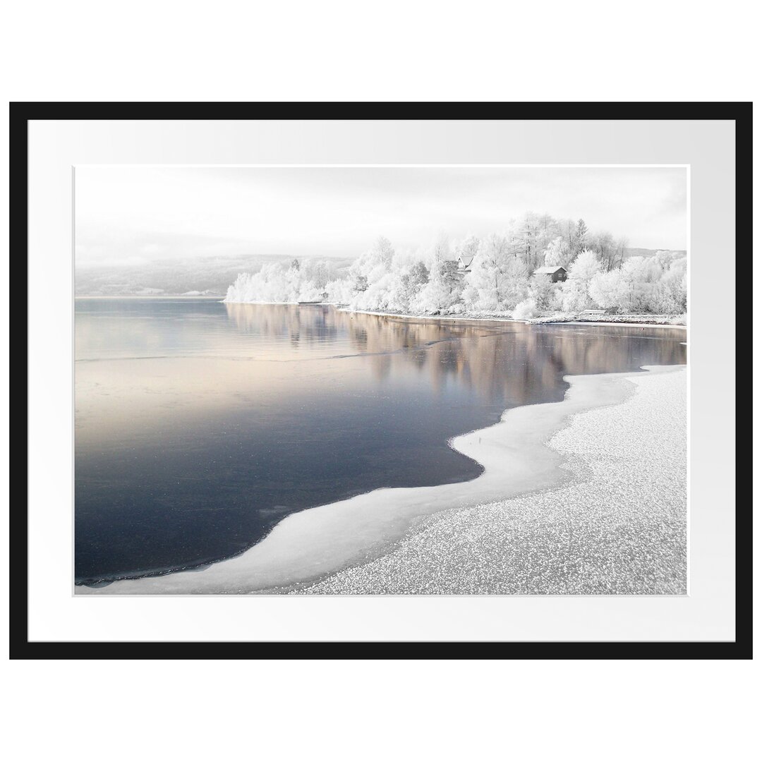 Gerahmtes Poster Winterlandschaft Wald Schnee