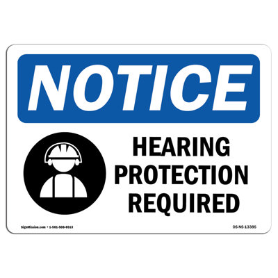 Hearing Protection Required Aluminum Sign 18 x 24