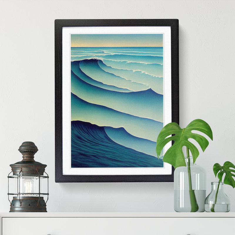Sea View Abstract Vol.5 - Single Picture Frame Print, Black, 64cm H x 46cm W x 2cm D
